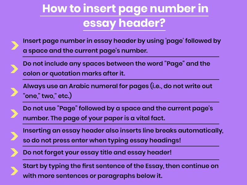 How to insert page number in essay header?