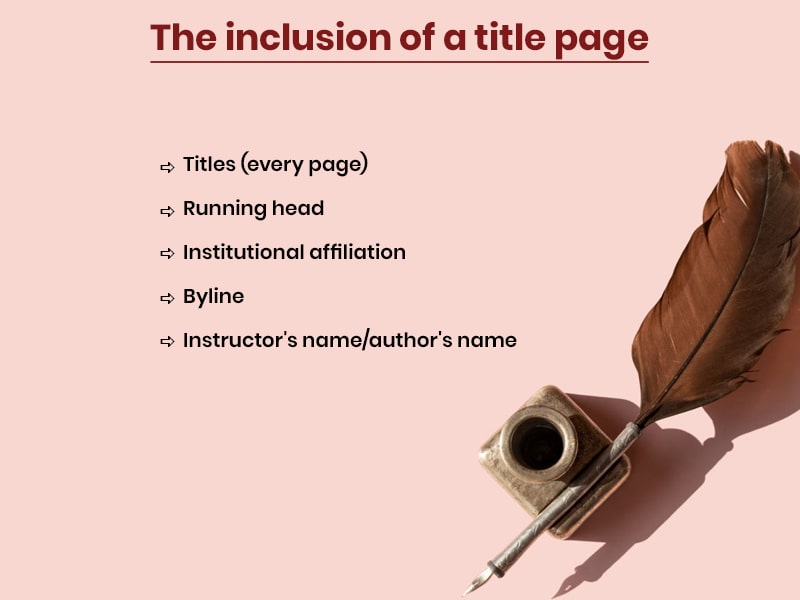 What is the inclusion of a title page?